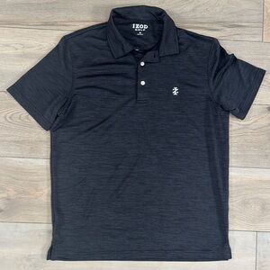 IZOD Men's Heathered Black Short Sleeve Polo Golf Shirt